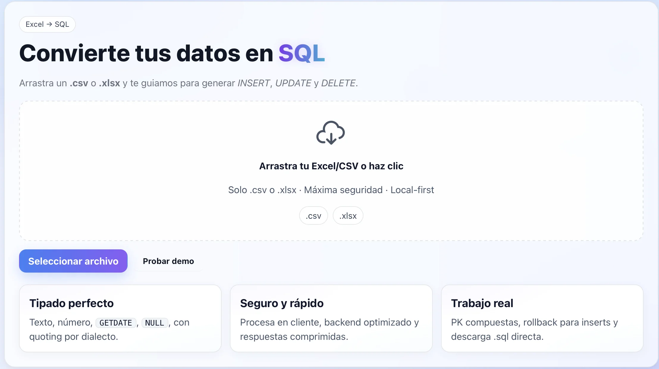 Excel → SQL
